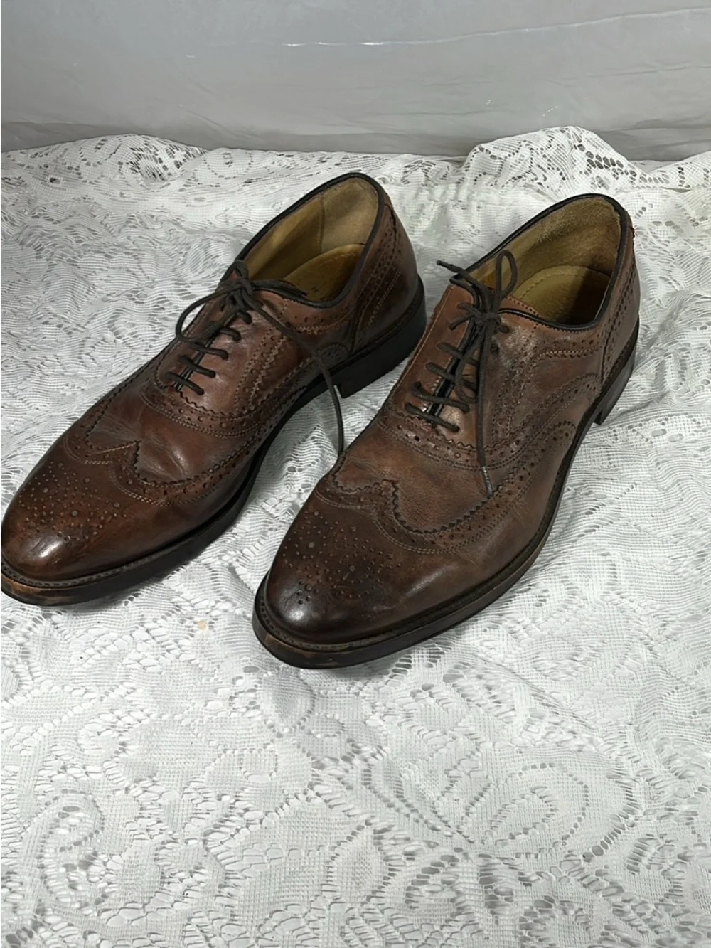Classic Men's Brown Leather Wingtip Oxfords